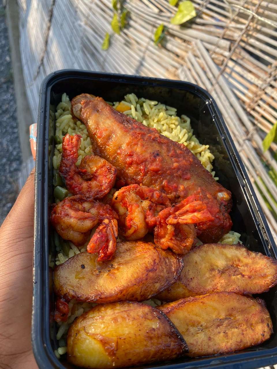 Rice, fish & plantain
